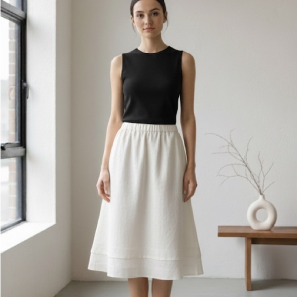 Club Monaco Dresses & Skirts - Club Monaco cream linen cotton a-line midi skirt - size 12 (XL)